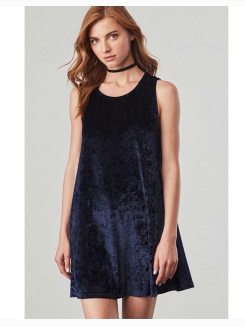BB Dakota Crushed Velvet Mini Dress - Navy